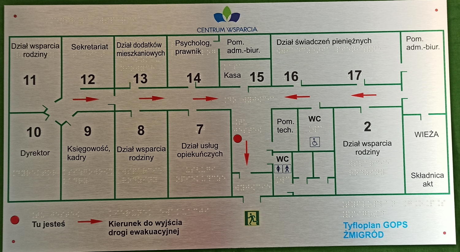 plan ewakuacji dla niewidomych dibond